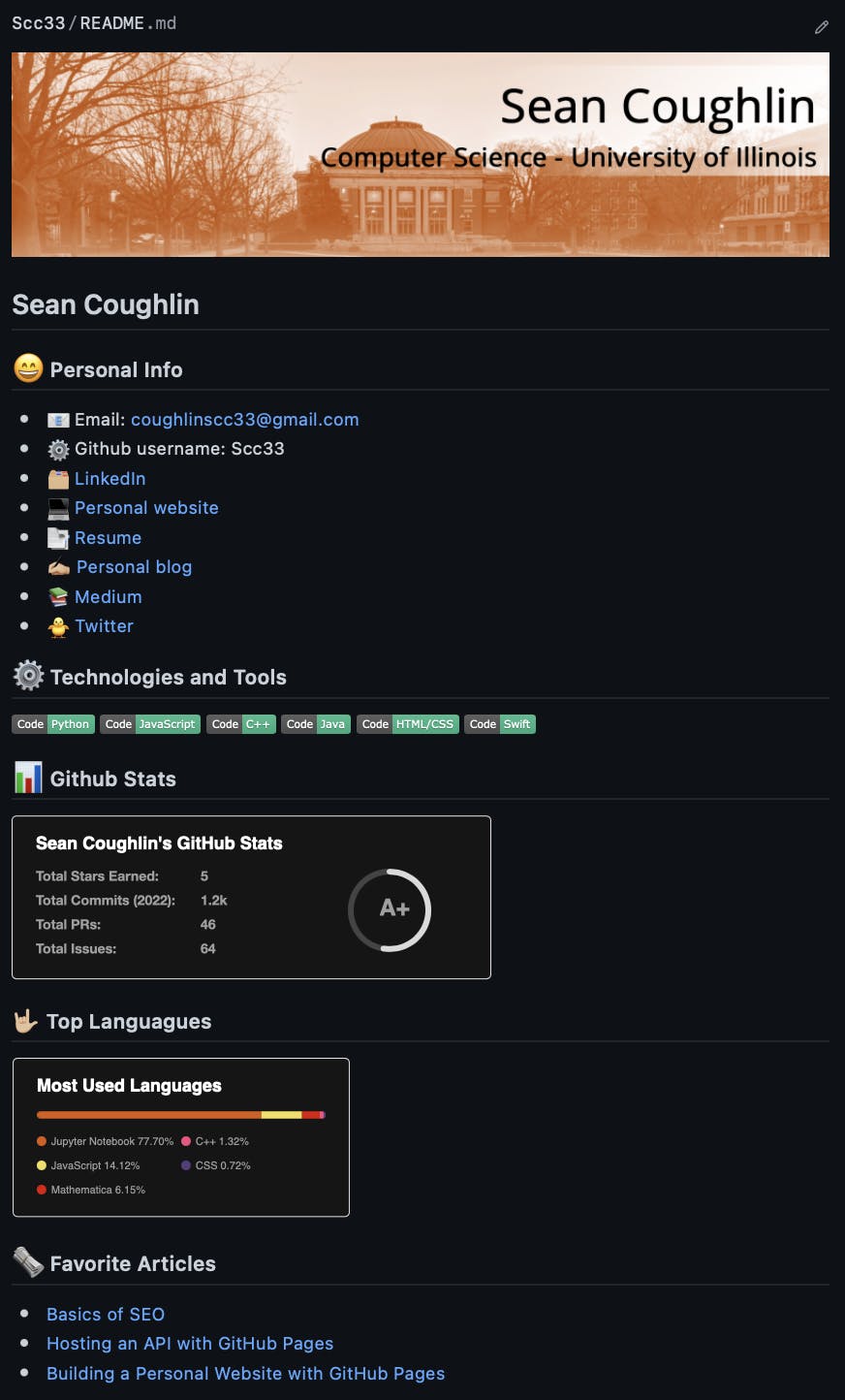 Sean Coughlin's GitHub Readme Profile