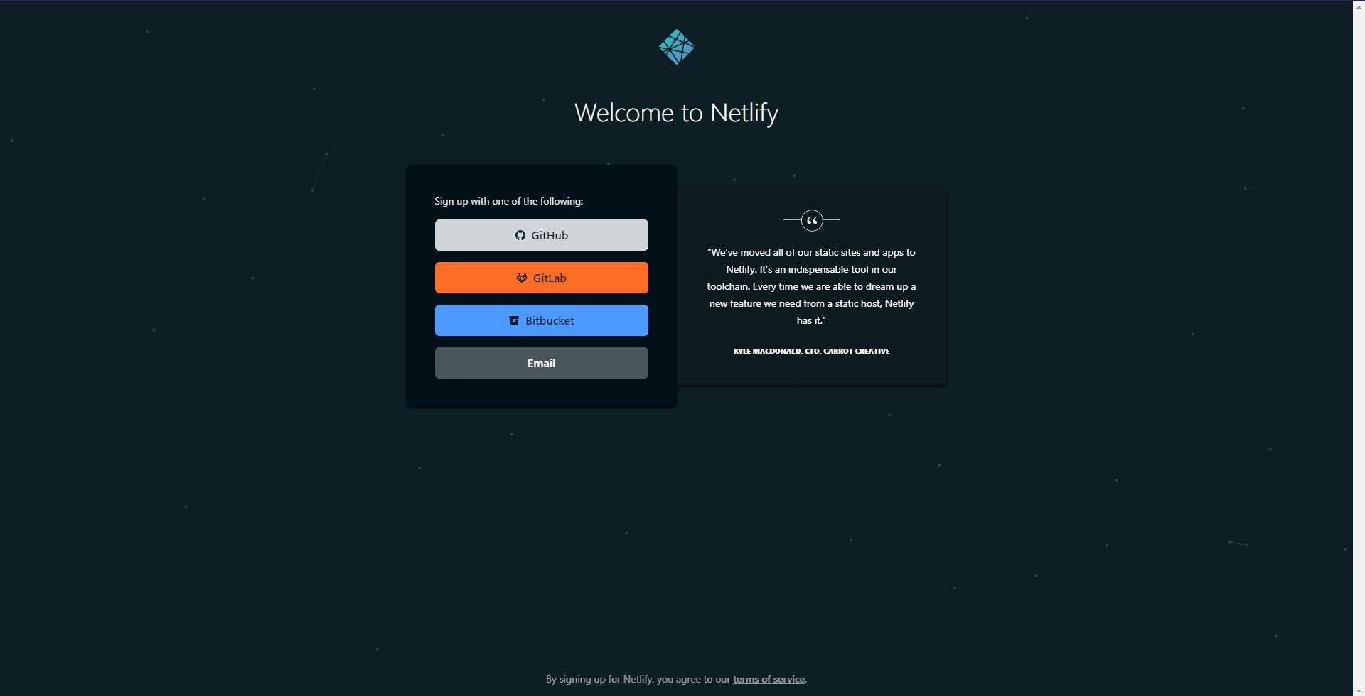 Netlify Sign Up Page