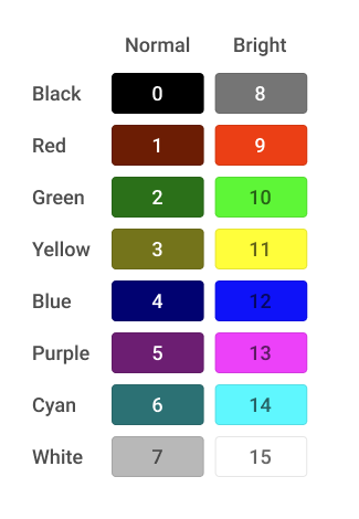 16 ANSI Colors