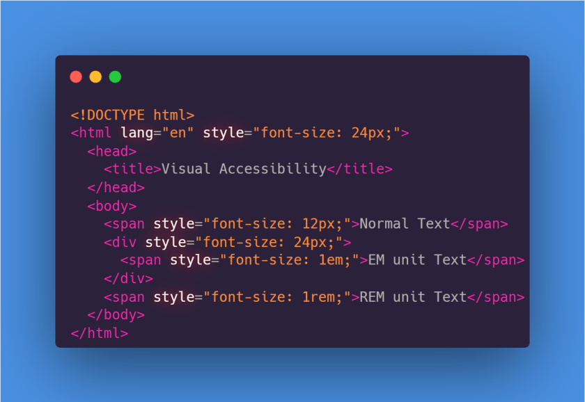 HTML Structure with different font sizes