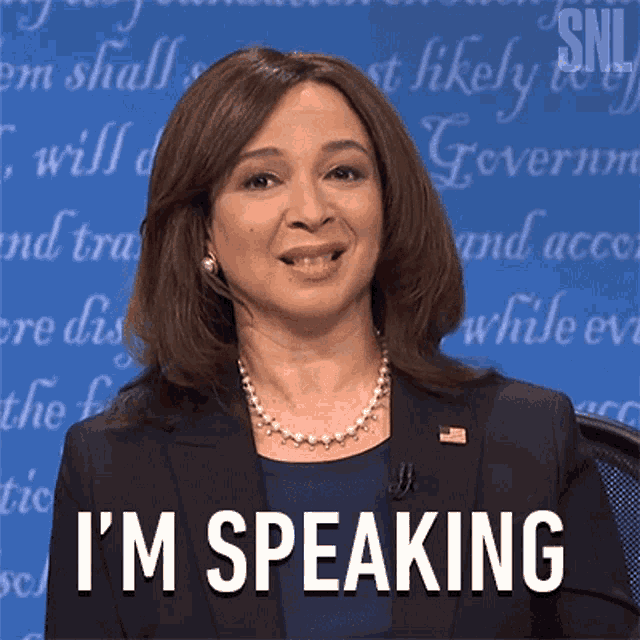 Maya Rudolph on SNL impersonating Kamala Harris saying "I'm speaking" during a debate