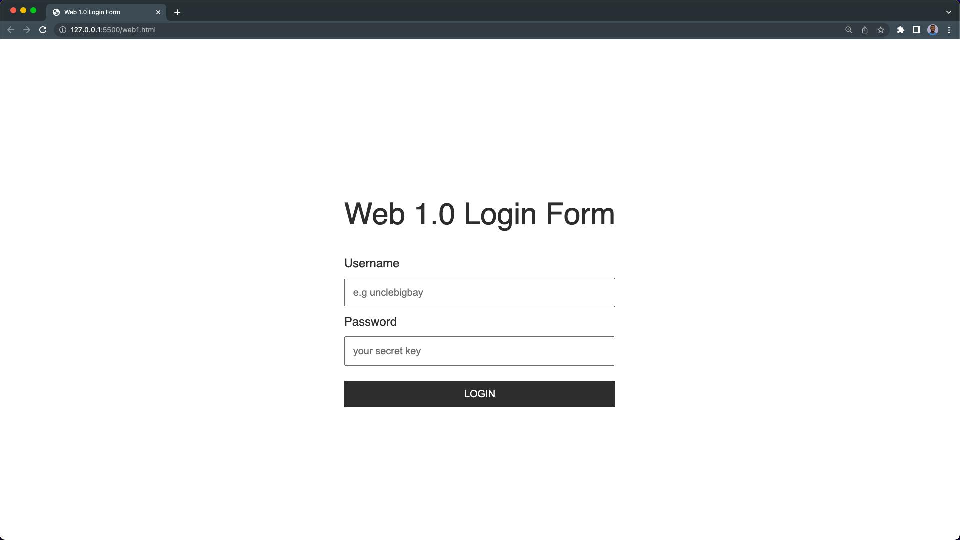 Web1 login form