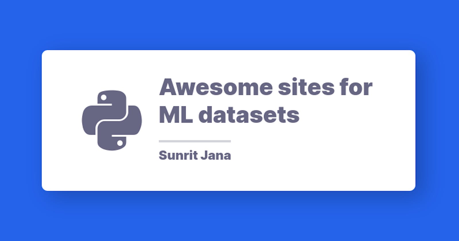 Awesome sites for ML datasets