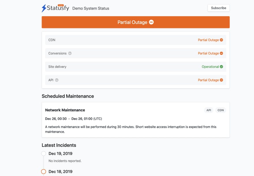 Statusfy - Open source status page - Odown blog 