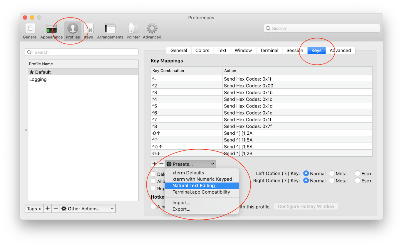 Navigation in iTerm2 on Mac