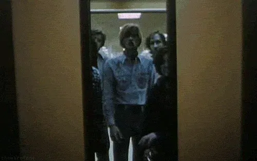 zombies rushing into an elevator