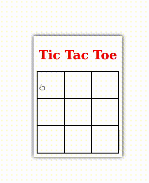 Tic Tac Toe functional webpage interface with HTML, CSS and JavaScript