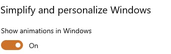 Windows animation settings