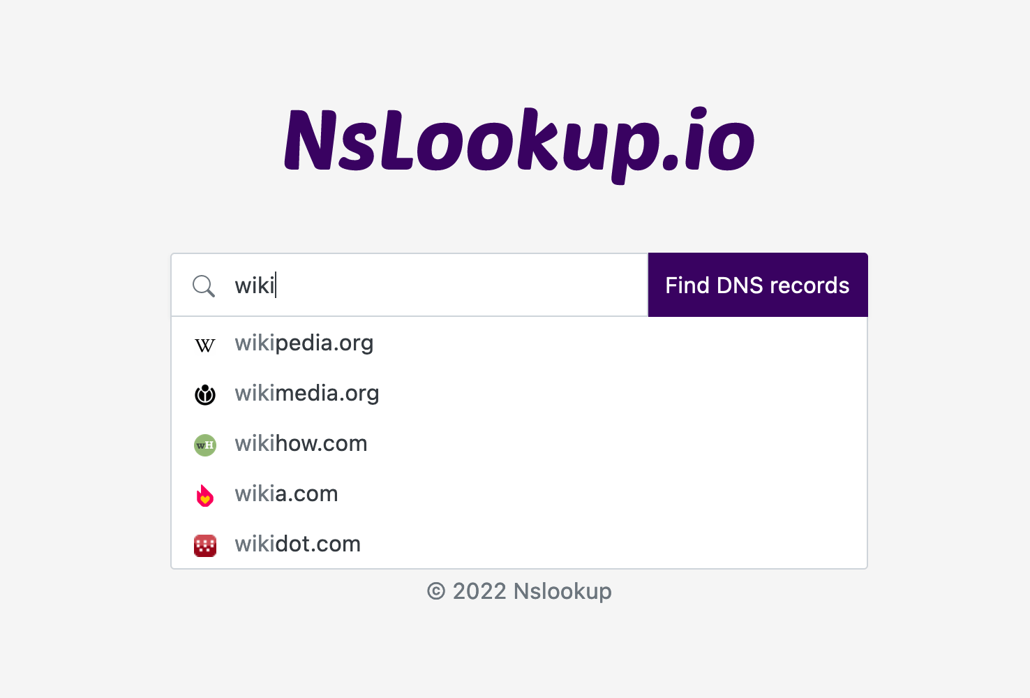 Autocompleting DNS lookup on NsLookup.io