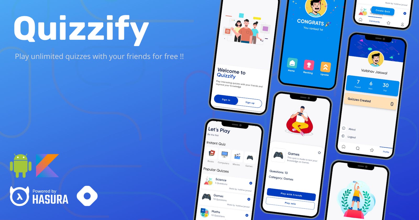 Quizzify - Play unlimited quizzes with your friends for free!! 🔥