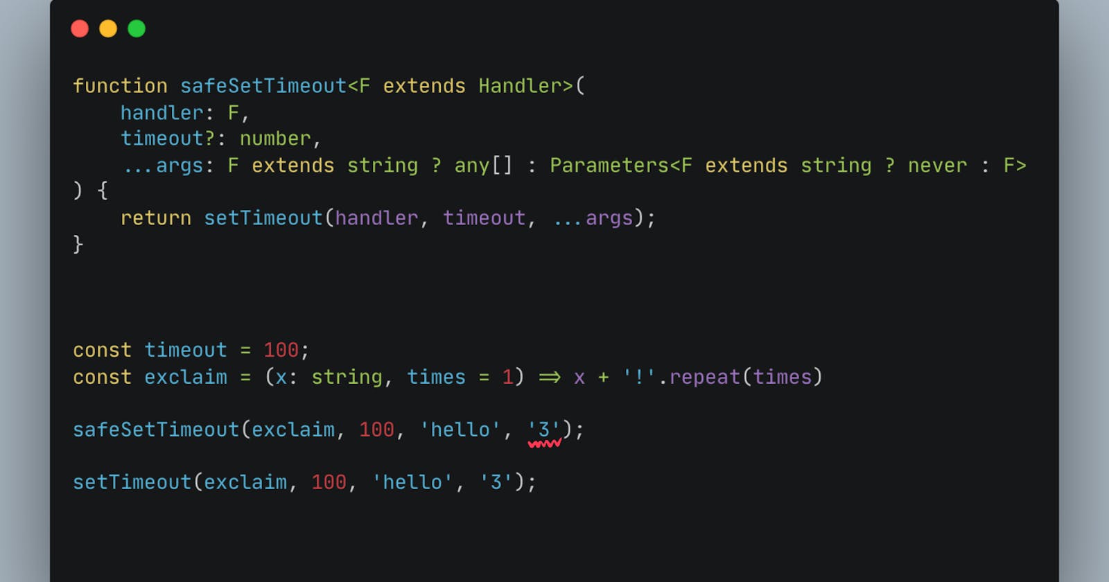 Use Typescript generics for a type safe `setTimeout` and `setInterval`