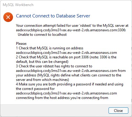 MySQL Workbench Connection Error