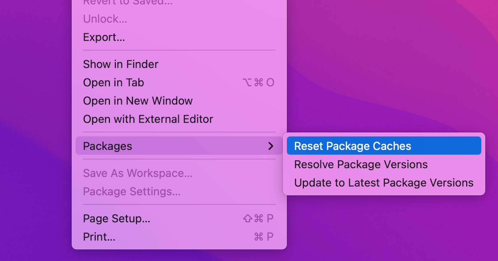 Swift Package Manager: understand resolve, reset and update