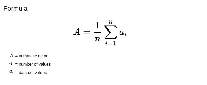 Arithmetic mean formula - machine learning  - statistics - learnml.xyz