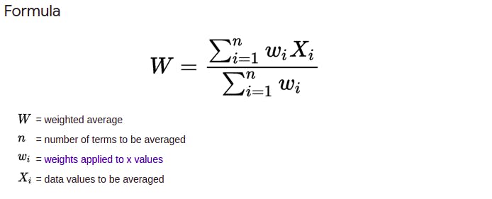 weighted mean formula - machine learning - learnml.xyz