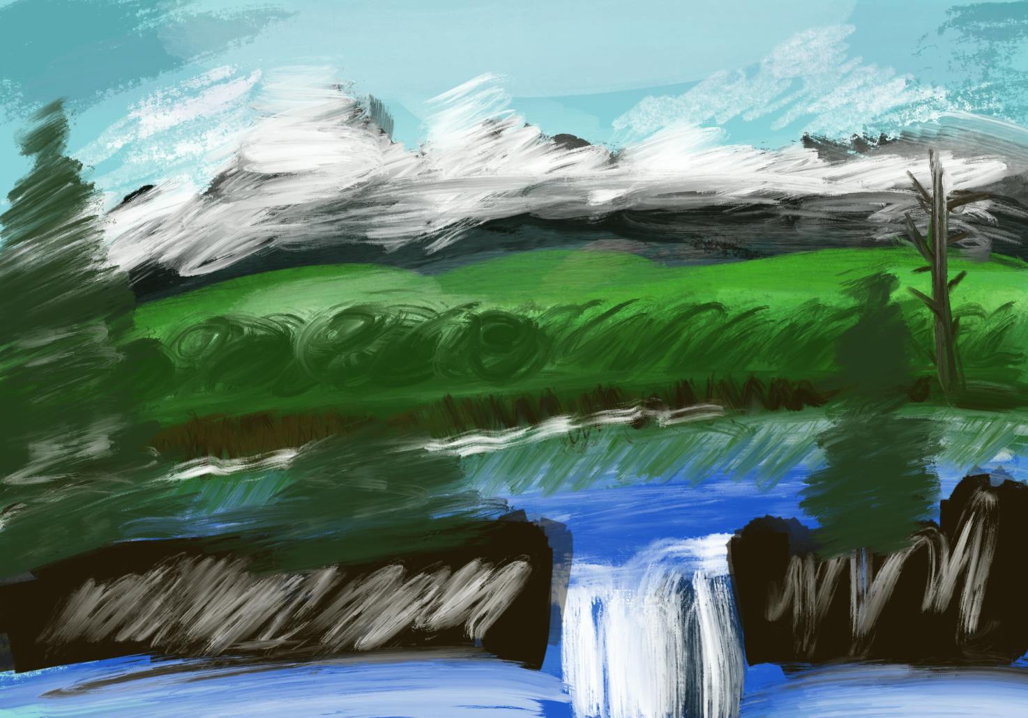 Bob Ross rendering in Paint