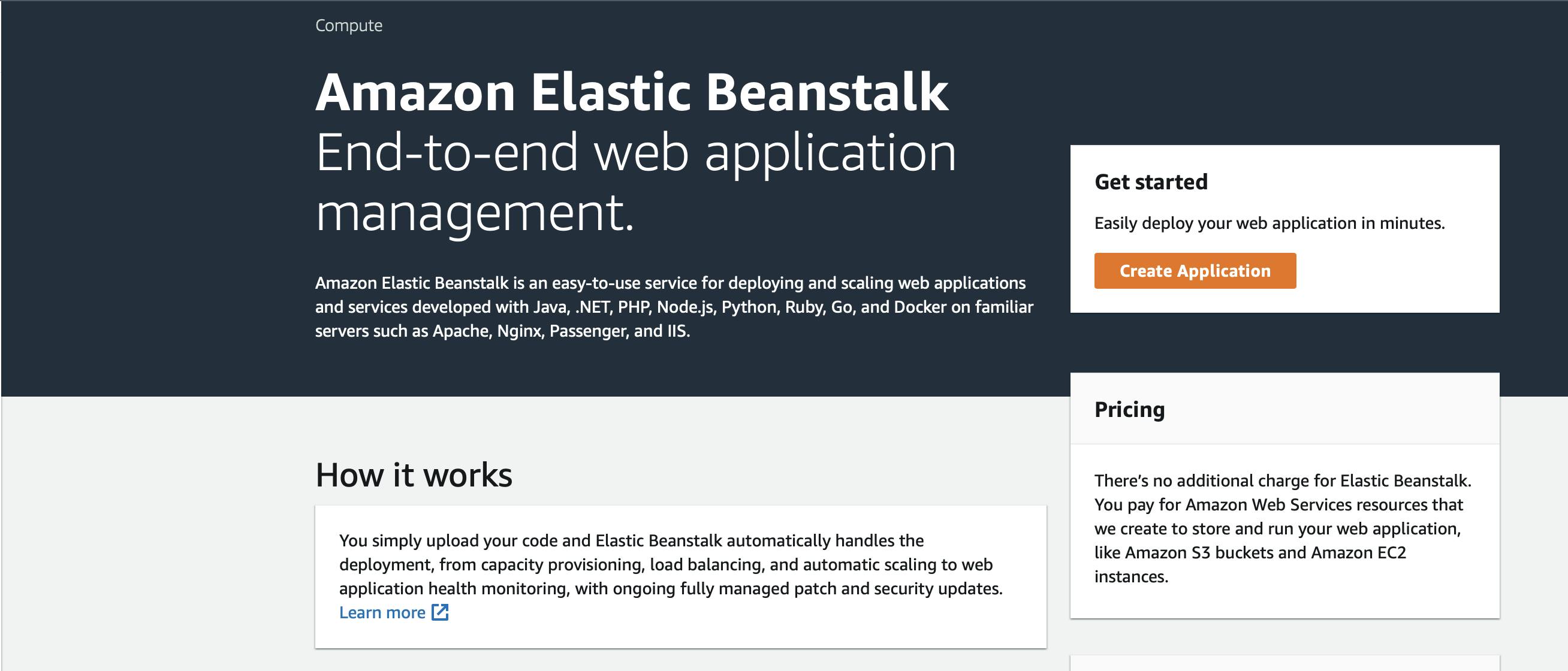 AWS Elastic Beanstalk Dashboard