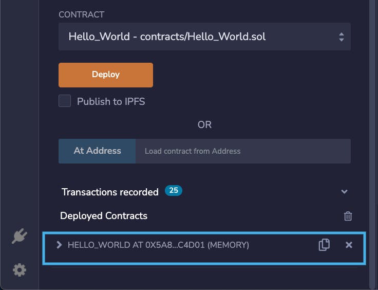 Solidity Smart Contract is successfully deployed on the Remix IDE and can be found under the Deployed Contracts section