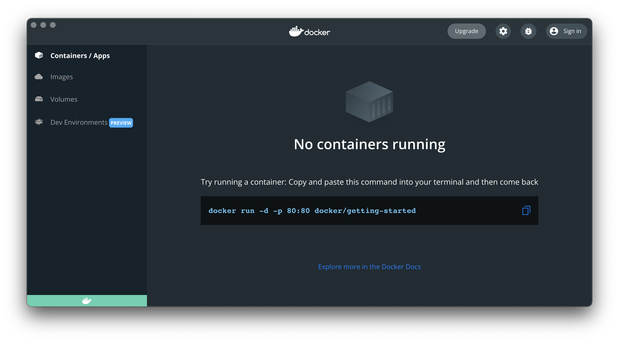 Screenshot of Docker Desktop on Mac