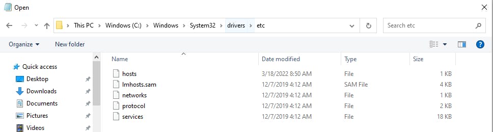 Windows Hosts File Location