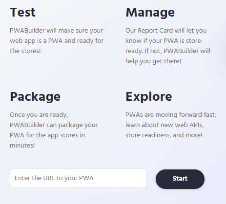 PWA Builder Home Site