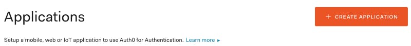 Auth0 create applications button