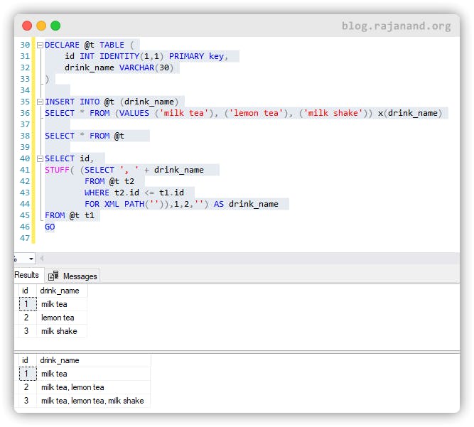 How To Concatenate Values From Previous Row To Current Row In SQL 