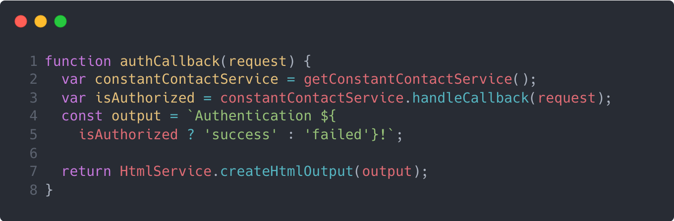 Sample JavaScript code to conditionally render HTML output based on authorization status.