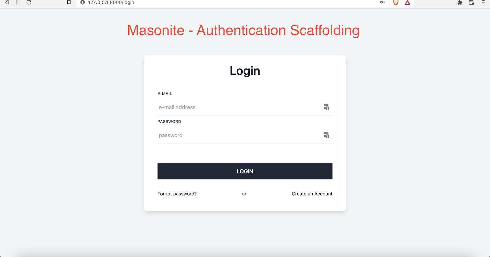 Masonite Project - Adding Authentication Scaffold
