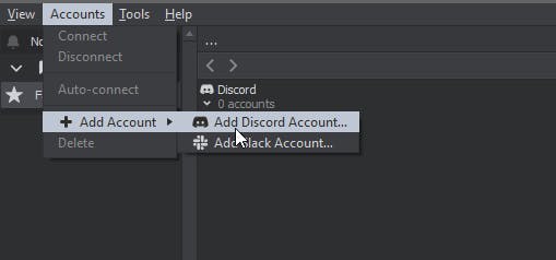 Adicionando uma conta Discord no Ripcord.