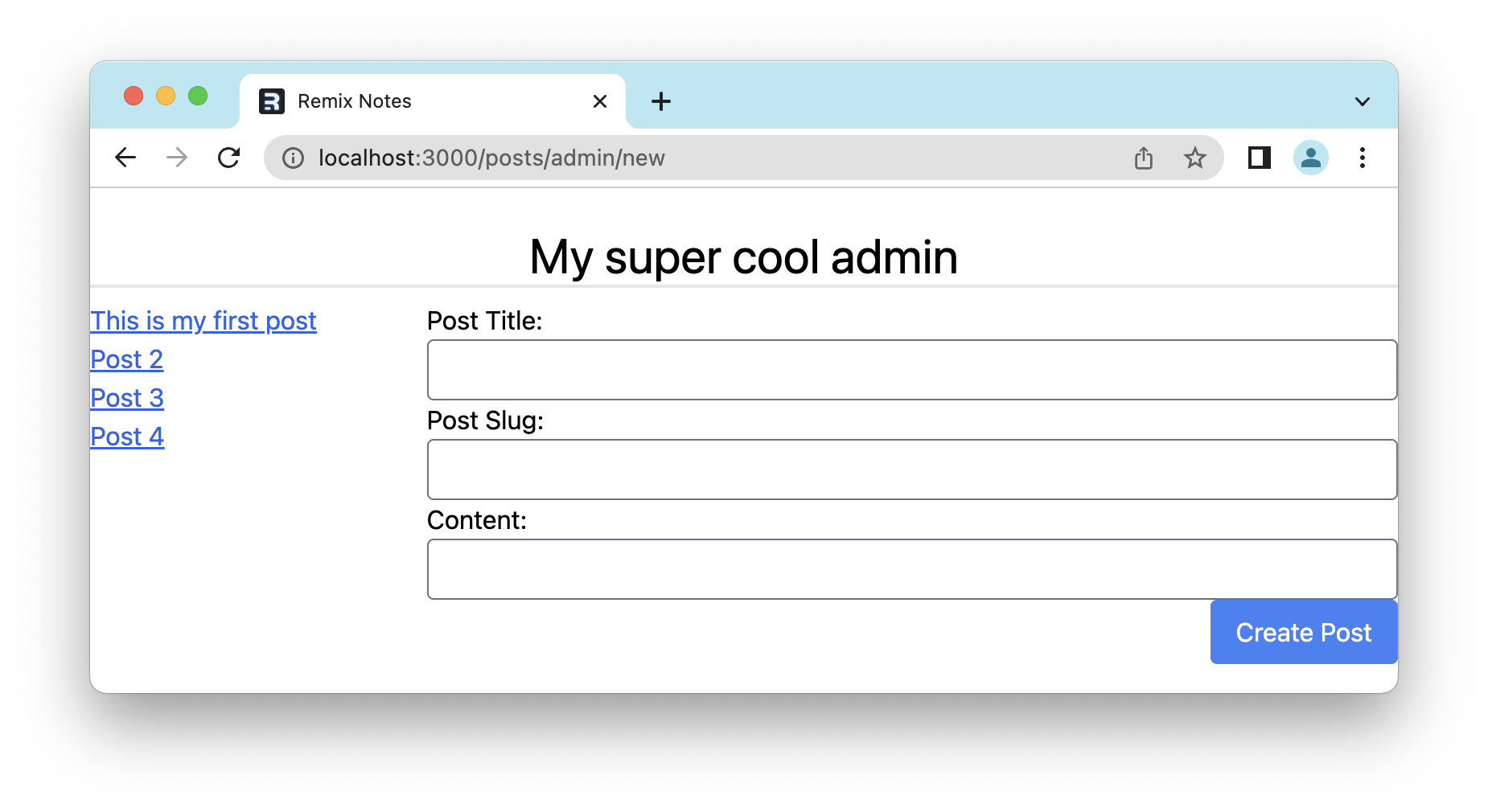 Admin new form