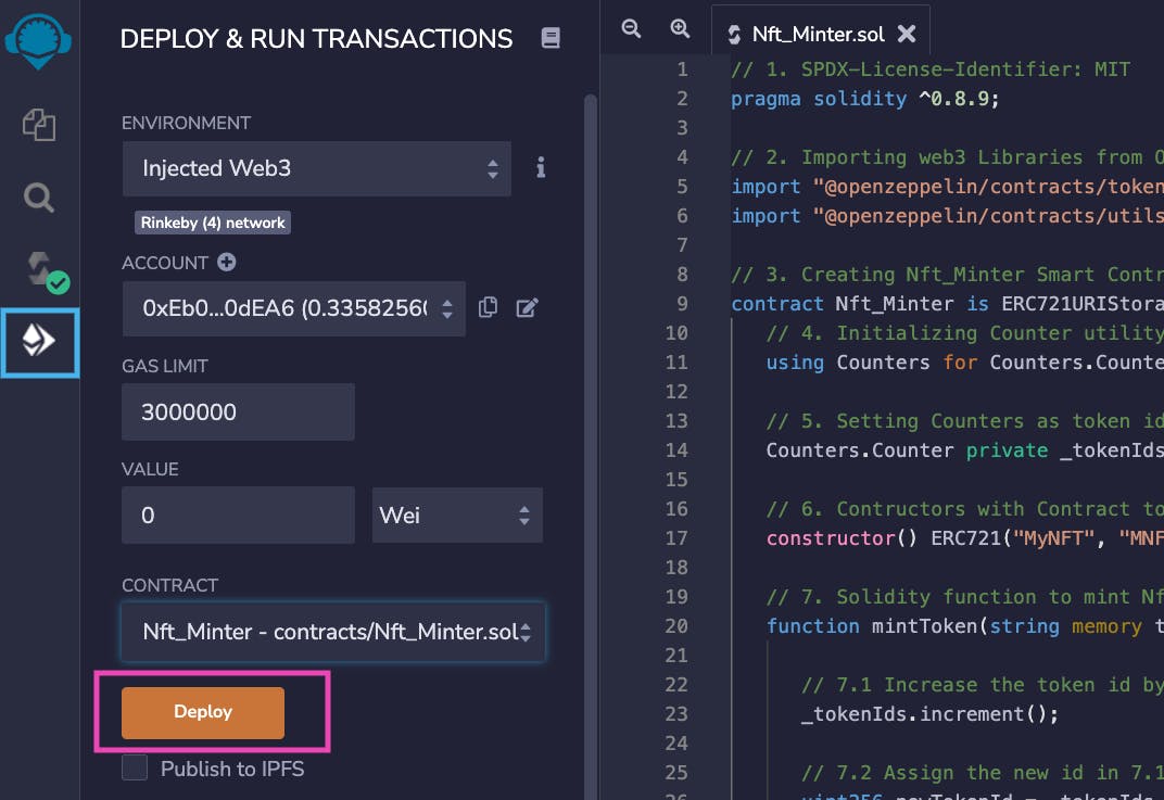 Deploying a Solidity Smart Contract on Remix IDE