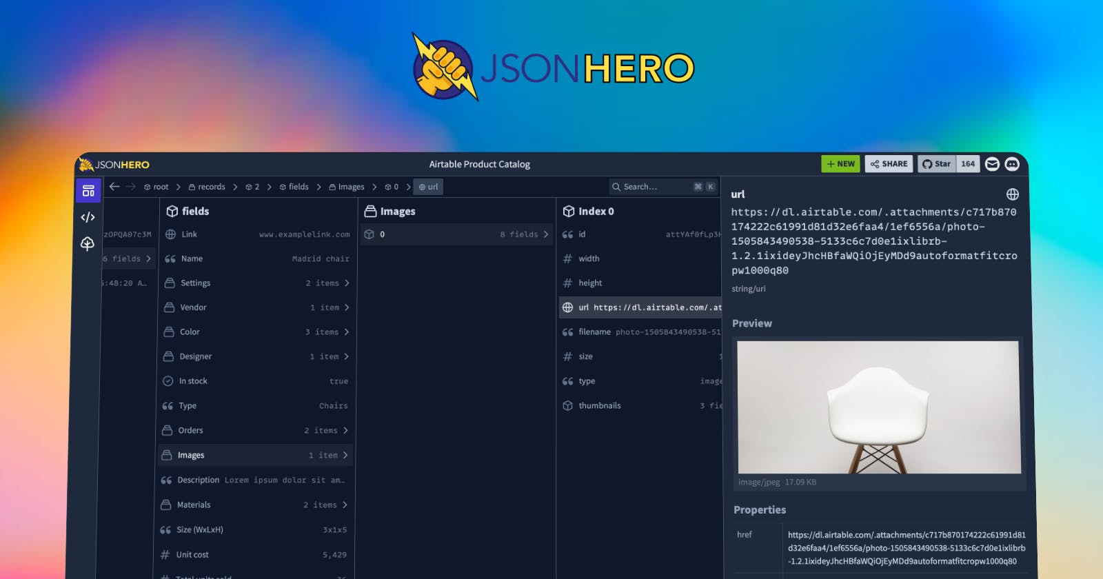 Introducing JSON Hero: an open-source, beautiful JSON viewer for the web that lets you browse, search and navigate your JSON files at speed. 🚀