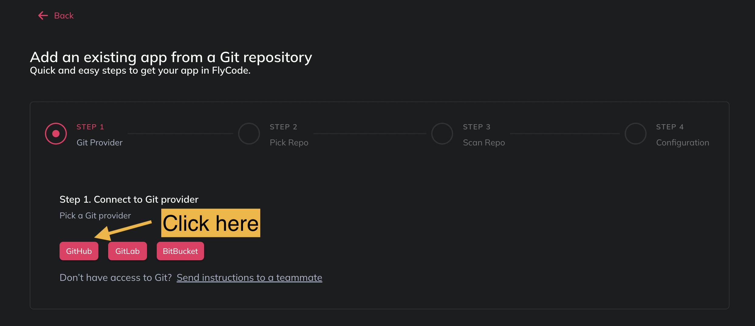 Select a Git provider