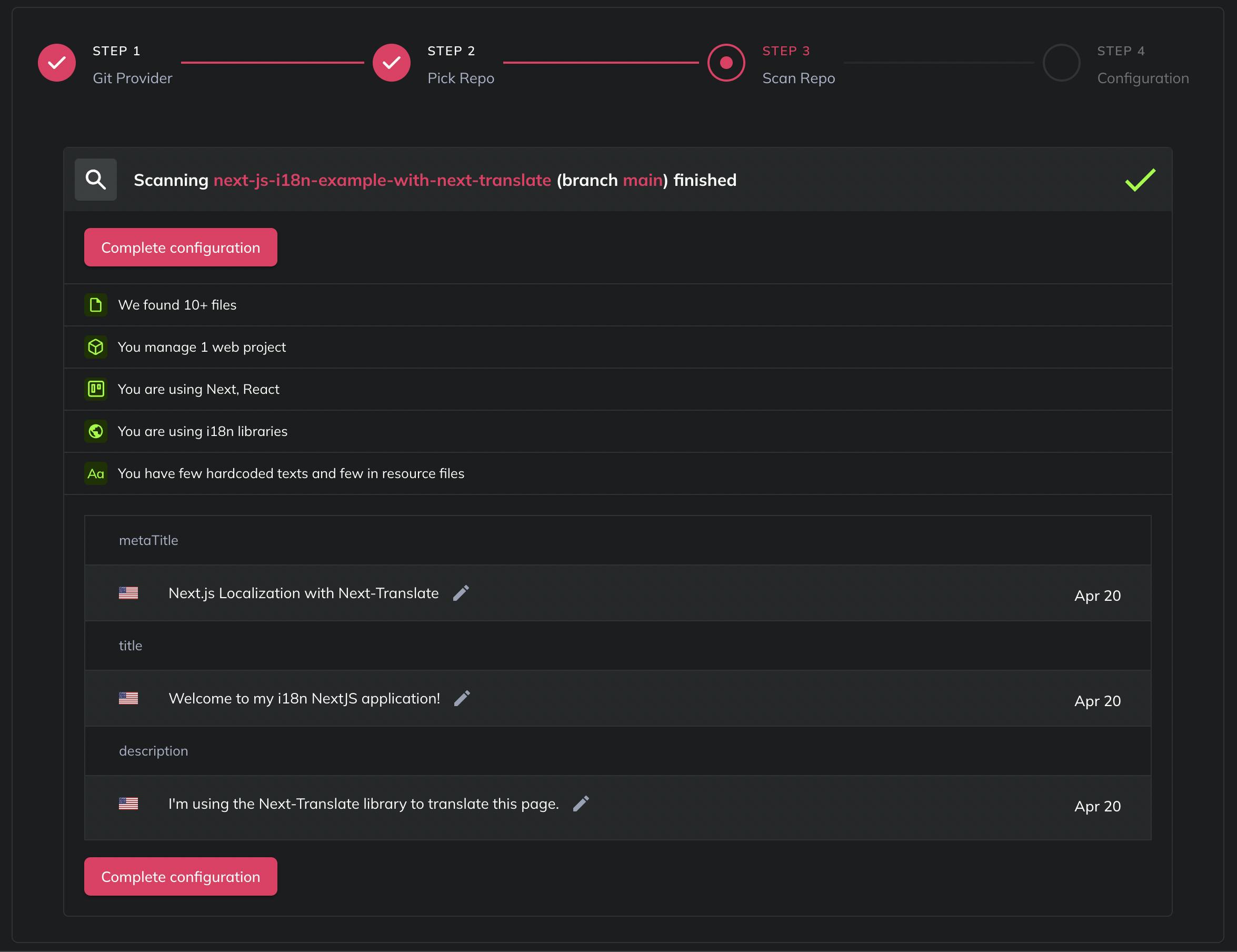 FlyCode scanned repository result