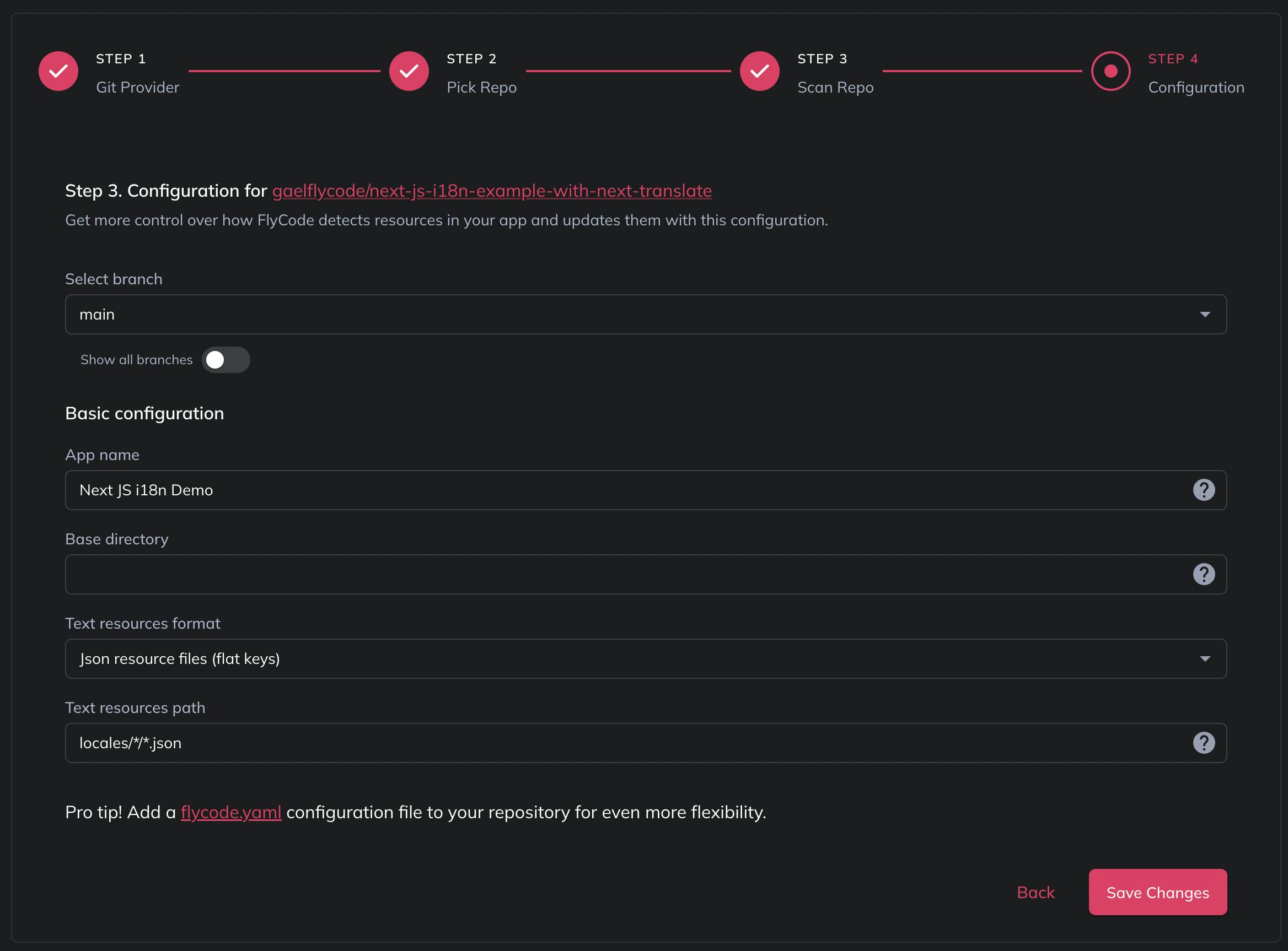 Configure your FlyCode application