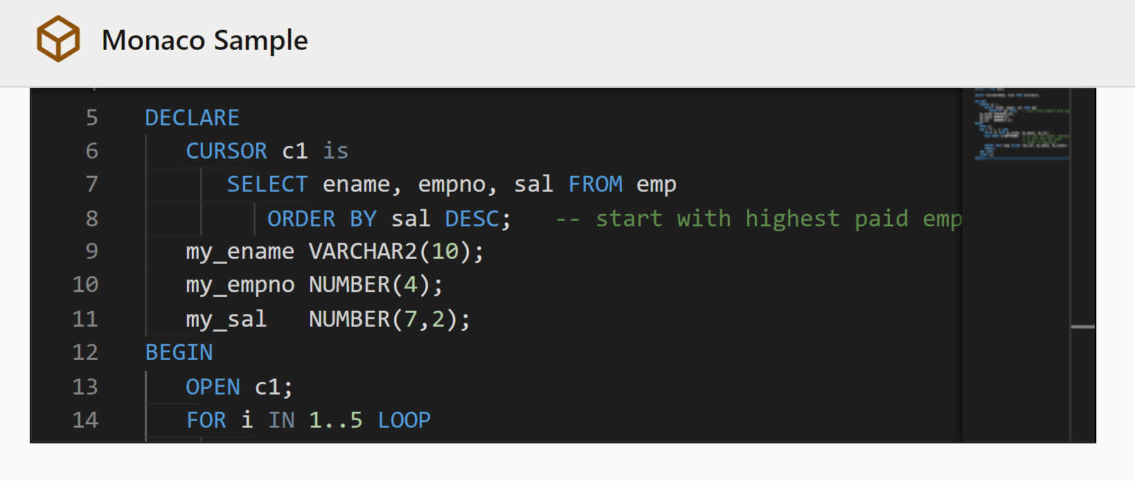 Oracle JET Sample Custom Component : Monaco Editor