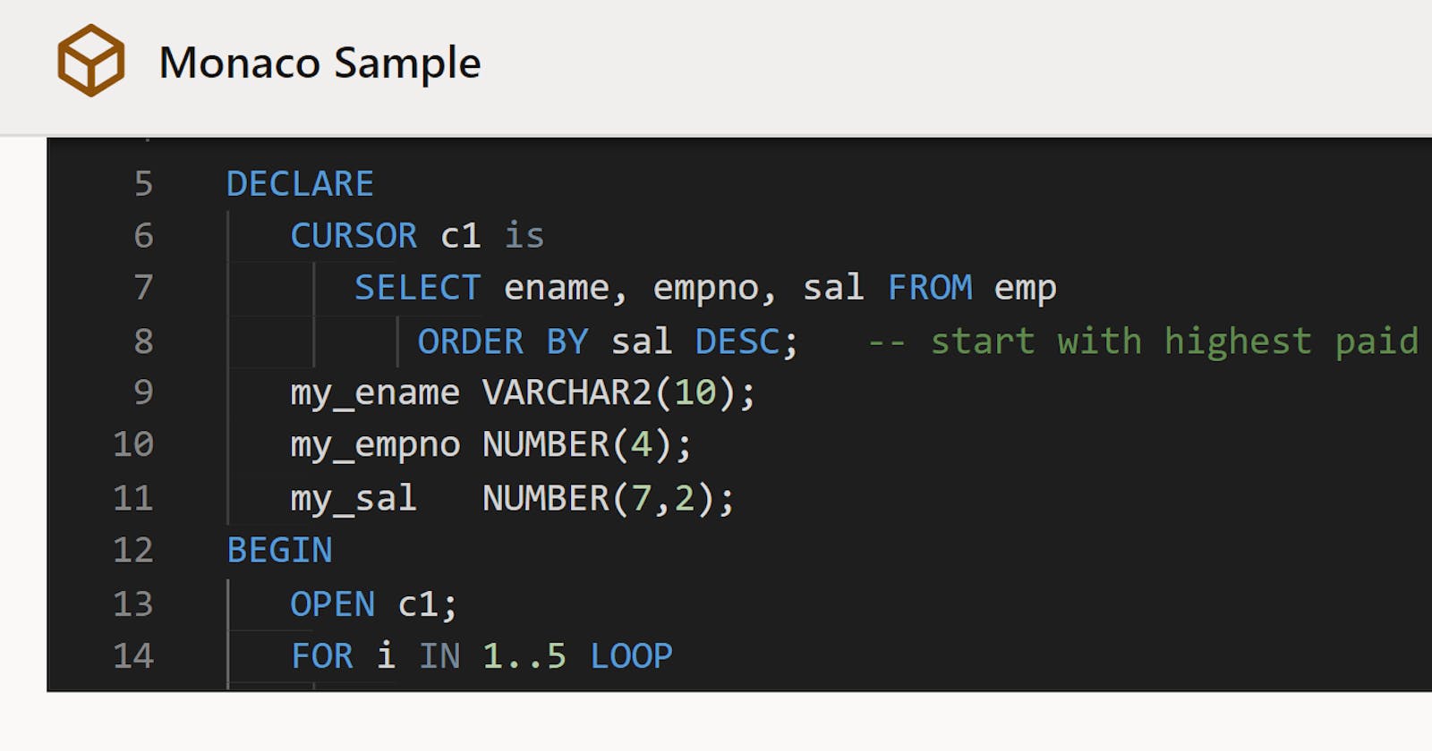 Oracle JET Sample Custom Component : Monaco Editor