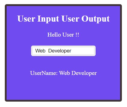React.js Project User Input User Output