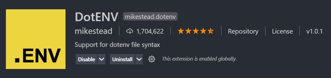 DotENV  Vs Code extension