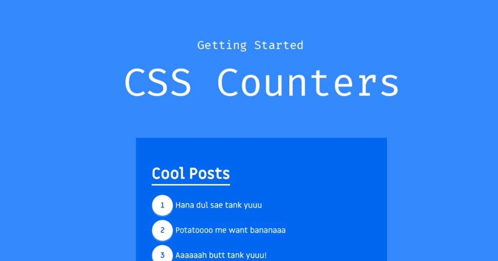 Using counters in CSS to number elements automatically