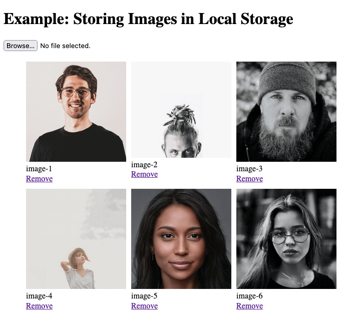 Screenshot: Storing Images in Local Storage