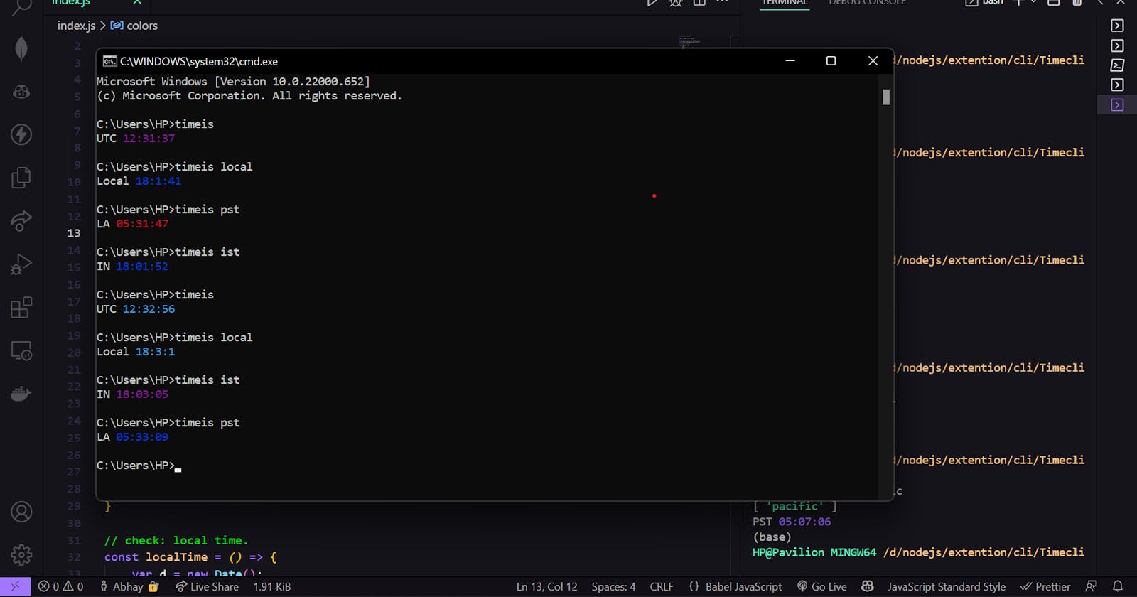 I have made an npm package that can help us to see UTC time right in your terminal