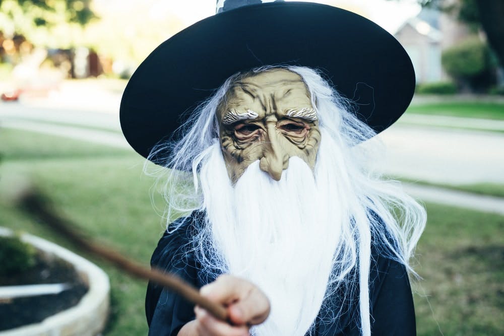 A person in a wizard costume