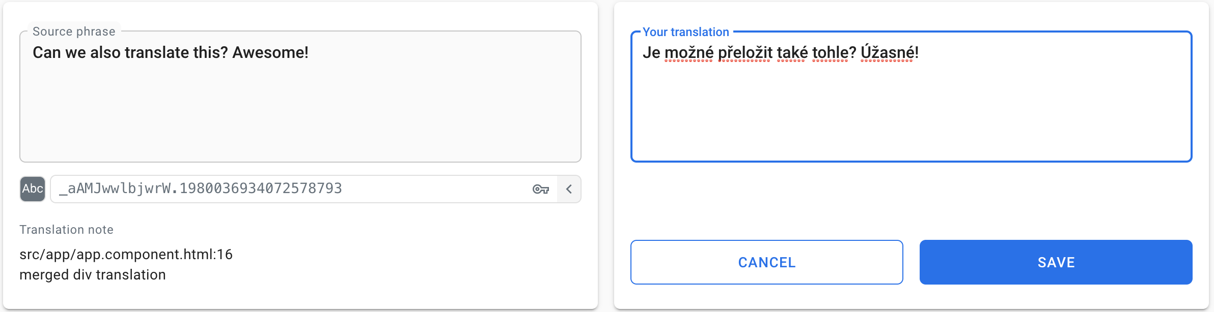 Translate phrase