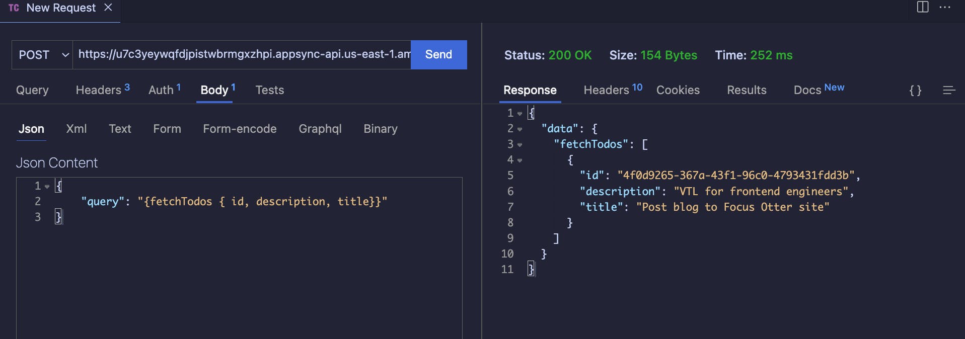 query in postman for graphql