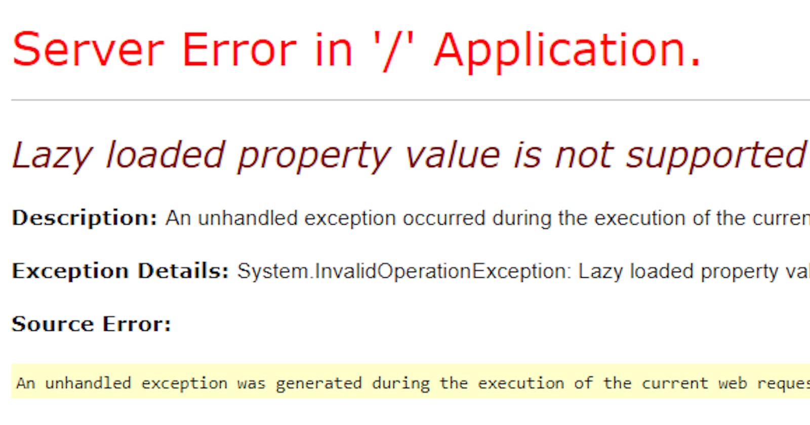 How to fix the property lazy loading error in Optimizely