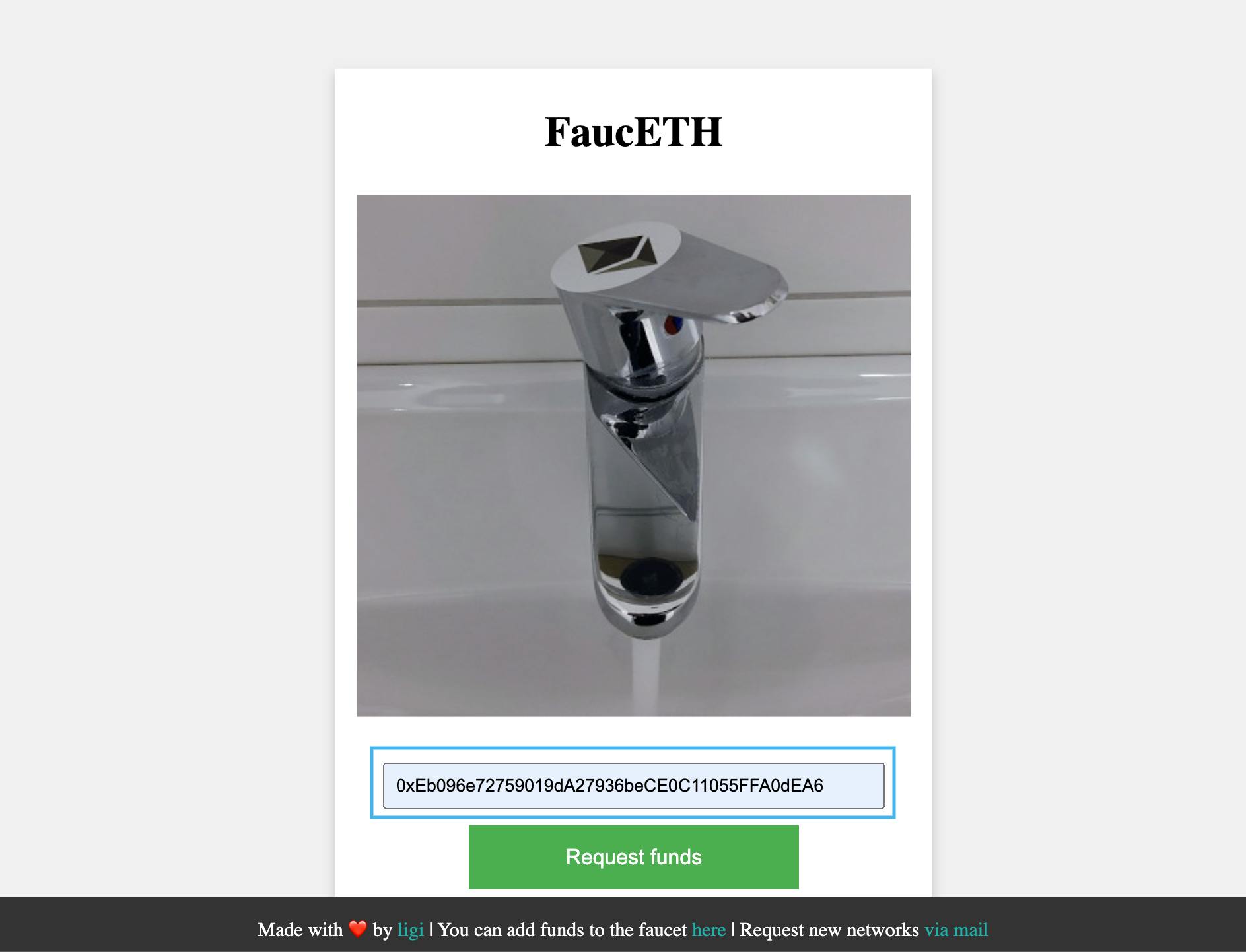 Komputing faucet landing page where you can request a free Testnet token