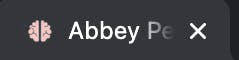 Abbey's website favicon in a tab in a browser, dark lines not showing on a dark background, just looks like a brain