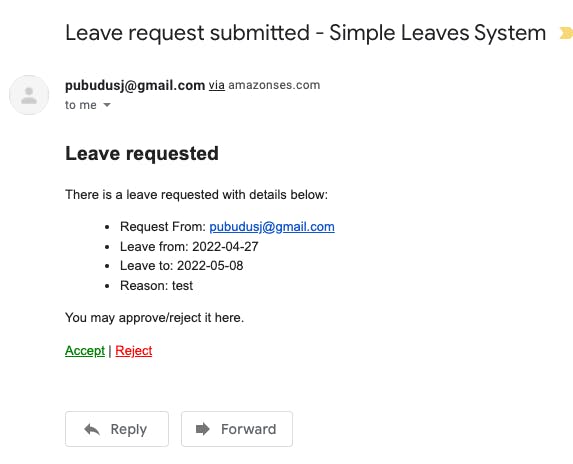 Leave approver notification